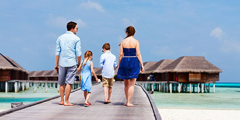 family walking on deck 